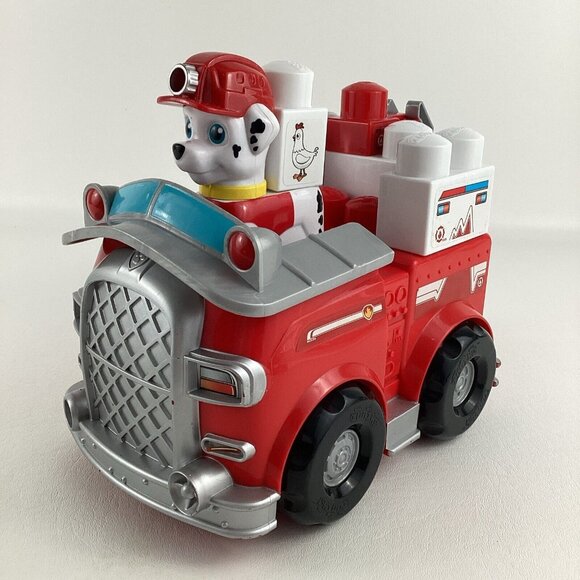 Paw Patrol Ionix Rescue Pups Marshall Fire Truck Vehicle Building Block Set Toy - Picture 1 of 6